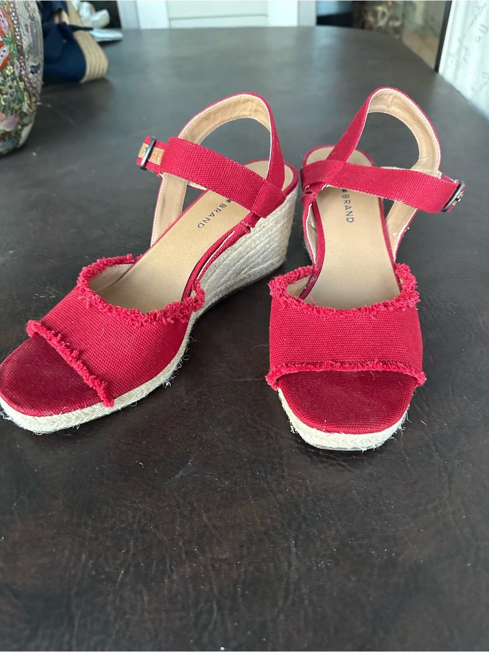 Lucky Brand Red Espadrille Wedge Sandals